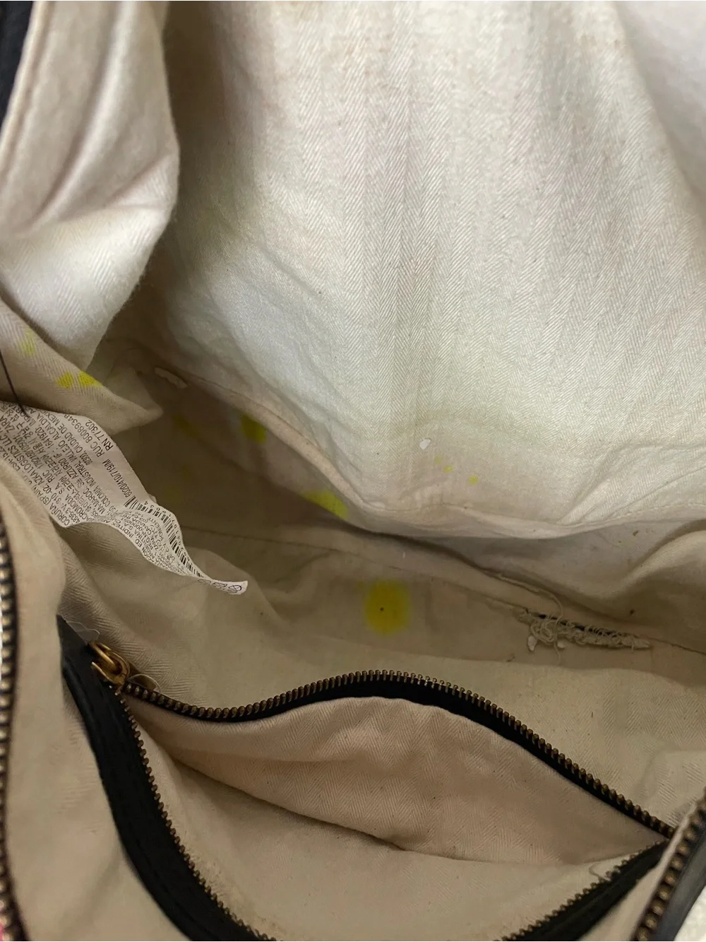 Zara Cream and Black Crescent Hobo Shoulder Bag